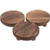 Homoyoyo 3 Pezzi Espositore Decorativo in Legno Marrone Piedi Sferici, Supporto Piccolo per Esposizione e Organizzazione in Cucina e Scaffali, Stile Rustico e Minimalista