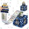 MORAINJAY Salvadanaio per il 40° compleanno, blu navy, scatola regalo a sorpresa, regalo per il 40° compleanno per lui e lei, scatola creativa per contanti decorazione per feste di compleanno