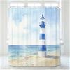Generic Tende Doccia Antimuffa Vela 3D Tende da Doccia 90x200 cm Piccola Faro, con Anelli Tessuto Lavabile Impermeabile Poliestere Oceano Shower Curtain per Vasca da Bagno q/1127