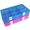 Qualsen Scatole Plastica con Coperchio, 18 Scomparti x 2, Blu e Rosa | Scatola porta Oggetti Porta Minuteria con Divisori Regolabili, Trasparenti per Viti, Perline, Gioielli