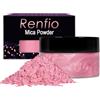 Renfio - Polvere di mica in pigmento 100 g (3,5 once) di pigmenti naturali in polvere fine per resina epossidica con perla luccicante per pittura, produzione di sapone, melma, bombe da bagno - Rosa