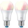 WiZ Lampadina Smart WiFi, Luce Bianca o Colorata Dimmerabile, E27, 8.5W, Controllo tramite app o Controllo Vocale (Alexa, Apple HomeKit, Google Home) (Confezione da 2)