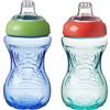 Nuby Easy Grip | Confezione da 2 | Bicchiere con beccuccio per bambini | A prova di schizzi | Facile da tenere in mano | Senza BPA | Blu e verde