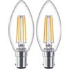 Philips LEDLampadina LED Oliva Filamento, 40W, Attacco B15, Luce Bianca Calda (Confezione da 2)