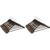 SONGMICS Grucce per Completi, Set di 12, Grucce con Spalline Extra Larghe in Legno Massiccio, Antiscivolo per Cappotti, Gonne, Giacche, Pantaloni, Gancio Girevole a 360°, Noce Scuro CRSH06V