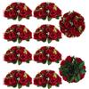 BLOSMON Centrotavola floreale per tavoli matrimonio 10 pezzi fiori finti crismoni con base palline di rosa composizione bouquet floreale centrotavola artificiale centro matrimonio pezzi di decorazione