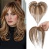 Benehair Toupet Capelli Donna Veri con Clip 5x12cm Air Frangia Clip Capelli Veri Fatto a Mano Extension Clip Capello Naturali con Frangia, 9g Marrone Medio&Biondo Scuro #4P27