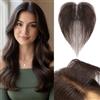 Benehair Toupet Capelli Donna Veri con Clip 7x11cm French Frangia Clip Capelli Veri Fatto a Mano Extension Clip Capello Naturali con Frangia, 14g 28CM Marrone Scuro #02
