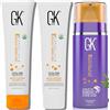 GK Hair Set Capelli Colorati e Biondi Shampoo e Balsamo Cheratina 100ml e Crema Leave-In Bombshell Purple 100ml