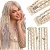 Elailite Extension Treccine Clip in Boho Dreads Braids Posticci Donna 50cm 2 Ciocche 50g Biondo Chiaro & Grigio per Feste Hip-hop Cosplay