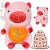 Felicify Capybara Che Respira, 25cm Capybara Pupazzo Che Respira con Luci Musicali e Respirazione Ritmic, Peluche Capibara Calmante, Giocattoli Antistress per Neonato e Bambini (Rosa)
