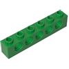 XYEIUGO 3894 Tecnologia Mattone Technic 1x6 [5 Fori] 50 Pezzi GDS-626 compatibile con Lego Mattoncini da Costruzione Colore Vert