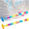 LLELEMAMO Pistola ad Acqua LED Effetto Fuochi d'Artificio per Bambini e Adulti, Blaster Luminoso a Pompa, Set Fucili Spara Acqua per Festa in Piscina Mare, Gioco Estivo Aperto Resistente (2Pcs-E)