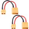 Lyeteung 2 Pezzi XT60 a XT90 Adattatore, XT60 Femmina a XT90 Maschio Connettori, con Cavo Silicone 10cm 14AWG, per Batteria RC LiPo