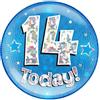 OAKTREE UK- 15,2 cm Jumbo Badge 14 Today Blue Holographic Cracked Ice, 633469
