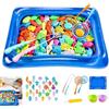 LYPPUL Giocattolo da pesca magnetico, 60 pezzi, gioco da pesca, giocattolo per la pesca, giocattolo per la vasca da bagno per bambini con piscina, giocattolo acquatico per bambini, giochi per attività