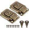 PATIKIL Chiavistello per Valigia 1,6 x 1,10,2pz Chiavistello Leva in Ferro con Chiavi/Viti Serratura per Scatola Gioielli Cassa in Legno Cassetta Attrezzi, Bronzo