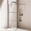 Eikuavons Walk-In - Box doccia 100 x 200 cm, colore nero opaco, design a tre pezzi, vetro temperato da 5 mm, con protezione anti-schegge, montaggio flessibile su entrambi i lati, struttura stabile