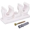 SKIR'CO (50 pezzi) Clip a doppio tubo, morsetti in plastica per tubi da 12 mm, morsetto a U, clip bianche per tubi, ganci per tubi