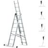 Hoström Scala a sfilo a 3 rampe StablePro, gradini 3x8 in alluminio, allungabile, 6 posizioni, altezza massima di lavoro 5,05 m, 5 anni di garanzia, Hostrom