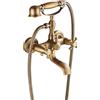 Gx Rubinetto Vasca Bagno Con Doccetta, Ottone Due Maniglie Rubinetto Miscelatore Vasca A Parete Con Supporto E Tubo Da 150Cm, Finitura In Ottone Anticato