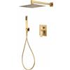 Topolenashop Set Doccia Incasso 2 Vie Oro Quadrato - Sistema Doccia Completo con Soffione 25 cm, Doccetta, Braccio 40 cm, Flessibile 180 cm, Miscelatore Monocomando, Design Moderno | 87894