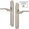 Kotarbau Maniglia per porte interne a piastra lunga, guarnitura per porta con finitura satinata, serratura per camera da letto, accessorio per porte interne, guarnitura per serratura classica