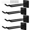 CHUEHKAK Ganci Doppi da Parete per Garage, 4 Pezzi, Porta Pneumatici e Attrezzi da Giardino, Ferro Nero 31 cm, Portata 45 kg