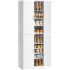 VASAGLE Scarpiera Armadio con Ante, Scarpiera da Ingresso Moderna con Ripiani Regolabili, Mobile Portascarpe Slim, 9 Ripiani, 4 Ante, Bianco HSC901WB01