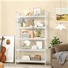DWVO Libreria alta a 5 ripiani, in stile industriale, 80 cm di larghezza, 158 cm di altezza, grande libreria in legno e scaffale in metallo, per soggiorno, casa, ufficio, bianco puro