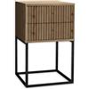 Stella Trading Marle-Comodino Moderno con cassetti e Struttura in Metallo Nero Effetto Rovere, Legno ingegnerizzato, Quercia Artisan, 40 x 65 x 38,5 cm