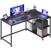 VASAGLE Scrivania Angolare a L, Scrivania Gaming per Computer con Scaffale Reversibile, Ripiano Regolabile in Altezza, per Studio Ufficio, 120 x 80 cm, Nero Ebano LWD136BE01