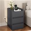 YITAHOME Comodino con 3 cassetti e alimentatore, comodino con stazione di ricarica, 2 porte USB e prese, tavolino impermeabile per soggiorno e camera da letto, 35 x 40 x 59 cm (grigio)