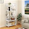 YITAHOME Libreria aperta a 5 ripiani, sottile e alta in metallo con 4 ganci, scaffale industriale per soggiorno, casa, ufficio, bianco puro