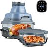 FANTASK Friggitrice ad aria calda portatile 6 in 1, 1500 W, con 2 contenitori in vetro rimovibili e coperchio, per campeggio, casa (blu)