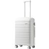 KONO Bagaglio a Mano 56 cm in PP Rigido, Valigia Cabina Leggera con Serratura TSA, Trolley con Ruote Doppie 360° e Manico Regolabile (56 cm, Bianco)
