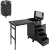 HUOMMGS Valigetta cosmetica professionale Trolley 2 in 1 valigetta per trucco con tavolo, portata massima 50 kg, tavolo per unghie portatile con 4 cassetti e rotelle, valigetta da parrucchiere