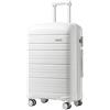 KONO Valigia Grande 76 cm in PP Rigido, Trolley Leggero con Serratura TSA, Ruote Doppie 360° e Manico Regolabile, Valigia da Viaggio (76 cm, Bianco)