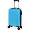 Valigeria.shop Trolley 10 kg Valigia Rigida Bagaglio a Mano 52x32x19 cm 4 Ruote Doppie Rimovibili Girevoli 360° Guscio in ABS Leggero e Resistente Unisex per Viaggi in Famiglia e Lavoro Offerta Mod.1152 (Celeste)