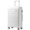 KONO Valigia Media 66,5 cm in PP Rigido, Trolley Leggero con Serratura TSA, Ruote Doppie 360° e Manico Regolabile, Valigia da Viaggio (66,5 cm, Bianco)
