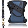 LLELEMAMO Marsupio Coscia Tattico 3-in-1 Oxford per Moto e Trekking, Borsa Gamba Uomo Impermeabile, Borsello Outdoor Nero (F)