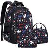 Kimwadalh Zaini da Bambini Calcio Ragazzi Zaino Scolastico 3 in 1 Set di Zainetto Scolastici Bambino,Borsa Primarias Adolescenti Ragazzo adatto per Scuola, Ciaggi, Escursioni