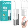 COSLUS T40 - Idropulsore orale portatile mini, design compatto e senza fili, 4 modalità, serbatoio rimovibile, impermeabile IPX7, per ortodoncia, denti sensibili, uso in movimento, bianco brillante