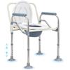 Jaxguom Sedia Comoda WC Portatile Multifunzione - Resistente fino a 150 kg, Pieghevole, Altezza Regolabile, con Piedini in Gomma e Vaschetta con Coperchio - Ideale per Anziani, Disabili e Bambini