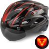 Shinmax Casco Bici con Luce di LED, Casco con Visiera Magnetica Staccabile Shield Casco da Bici Leggero Regolabile Casco da Bicicletta Unisex Adulto Skateboarding Sci Snowboard 56-62cm