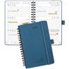POPRUN Agenda 2025 Piccola Spirale 16 x 10,5 cm, Copertina Morbida, Planner 2025 Tascabile con Righello in Plastica, Pelle Vegana, Carta Spessa da 100 GSM, Blu Notte