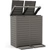 LIFEZEAL 235L Pattumiera Differenziata Esterno a 2 Scomparti, Bidoni Giardino, Resistente alle Intemperie, in Resina, con Coperchio, Maniglia, Cestino Raccolta Spazzatura, Secchio, 40x77x86cm, Marrone