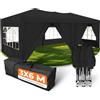 Kronenburg-Store Gazebo Pieghevole 3x6 Impermeabile con 6 Pareti Laterali, Tendone da Giardino con Protezione UV 50+, Padiglione per Feste Richiudibile con Borsa e Accessori, Nero
