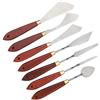 Mrisata Set di 7 Spatole in Acciaio Inossidabile, con Manico in Legno per Pittura a Olio, Miscelazione Acrilica, Raschietti per Pittura