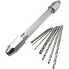 WheatThrive Morsa a perno, trapano a mano, mandrino a doppia estremità, serraggio da 0,5-3,2 mm, corpo in rame, set da 11 pezzi con 10 punte per la riparazione di gioielli e orologi